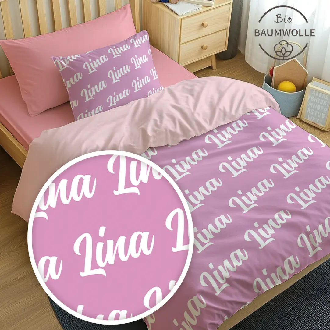 Bëttbezug mit namen personalisiert Hellviolett – Hugg Blankets