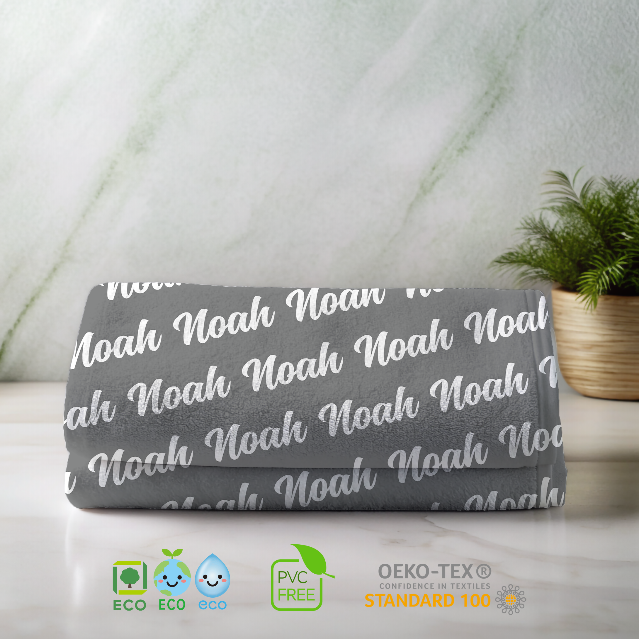 Namenshandtuch Grau