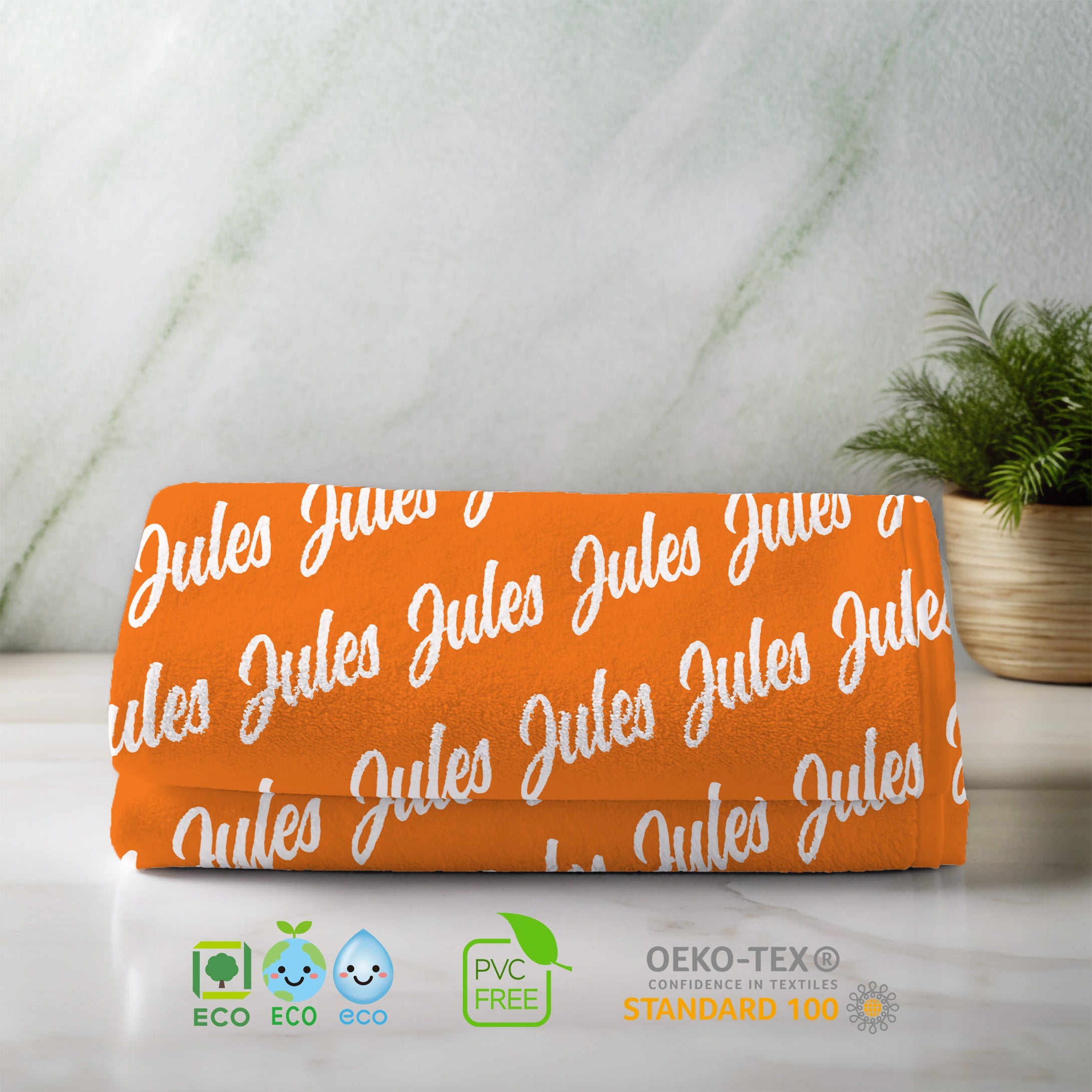 Handtuch mit Namen Dunkelorange